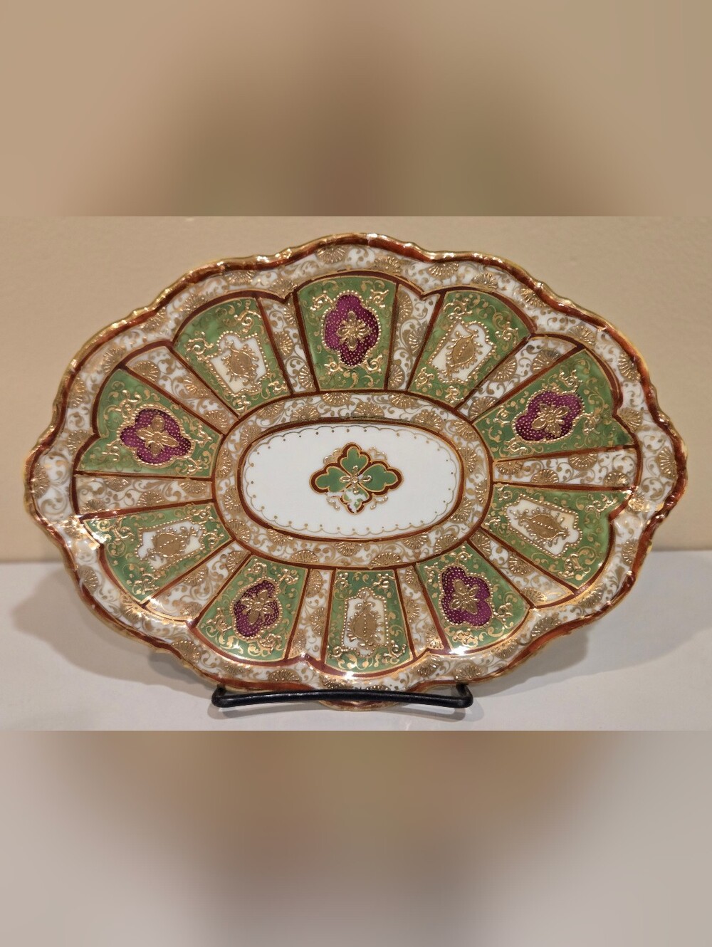 Antique Nippon Hand Painted Gilded Decorative Porcelain Platter